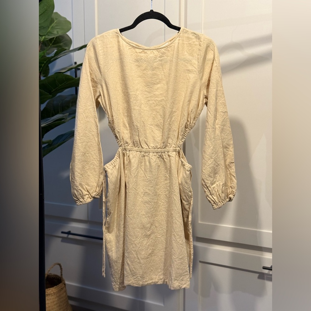 Universal Thread Linen Blend Cutout Mini Dress - Light Yellow